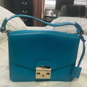 Furla turquoise leather cross body bag